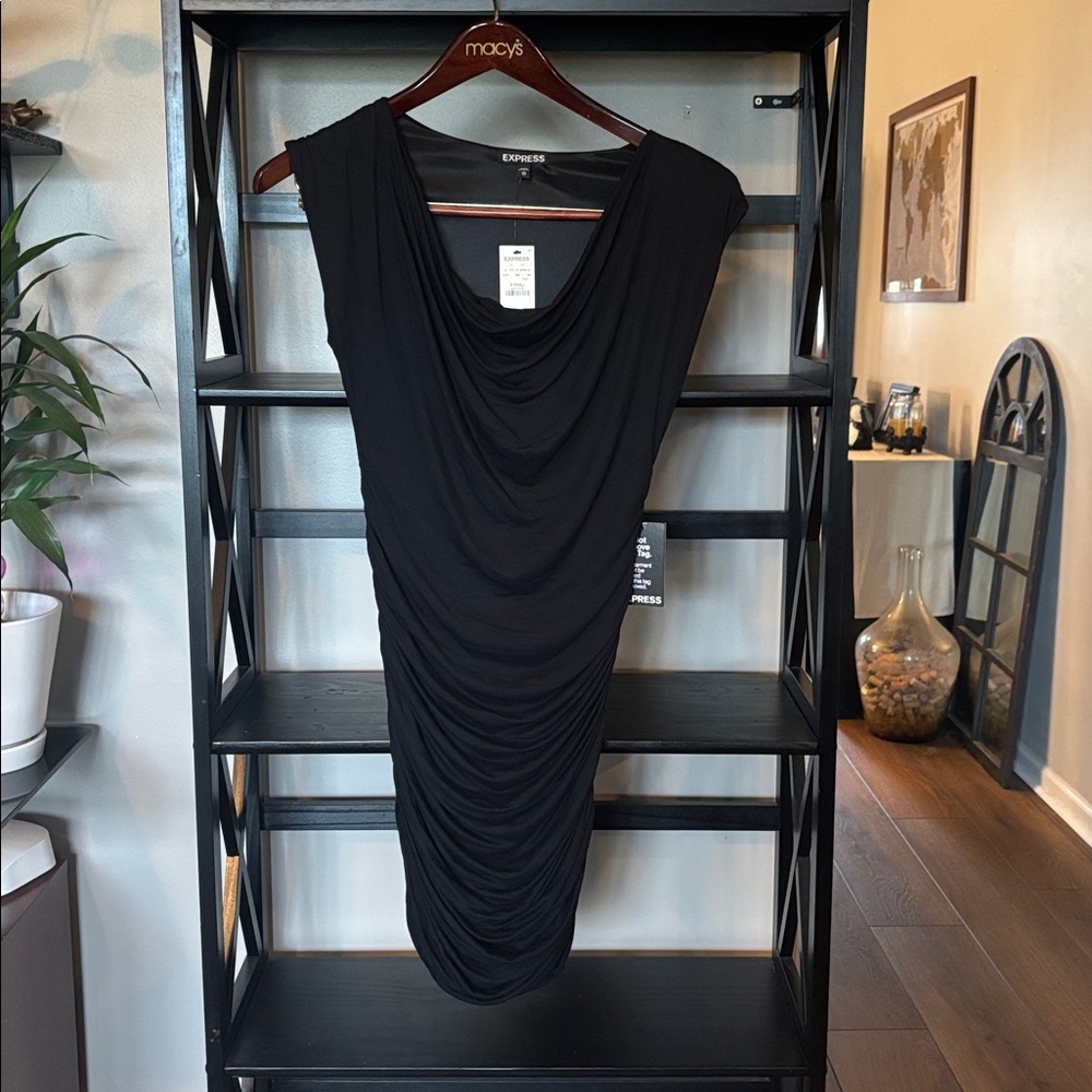 Express Black Draped Dress